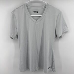 Oofos OOmg Womens XL Light Grey V-Neck Short Sleeve Performance Recovery Tee